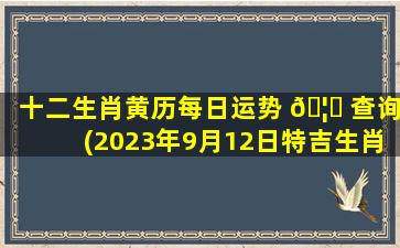 十二生肖黄历每日运势 🦁 查询(2023年9月12日特吉生肖运势 🦢 )